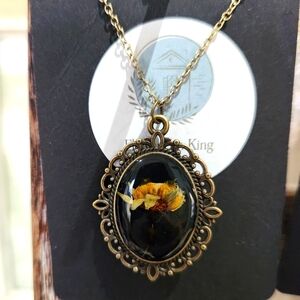 Cosmo in resin handmade necklace on 18 inch plated brass chain